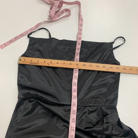 Micas Satin Draped Midi Dress Womens M Medium Black Cowl Neck Sleeveless Stretch - Picture 8 of 13